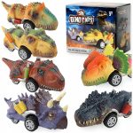 AUTKA DINOZAURY SAMOCHODY SZYBKIE T-REX Z NAPĘDEM NACIĄGIEM ZESTAW 6 SZT.