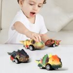 AUTKA DINOZAURY SAMOCHODY SZYBKIE T-REX Z NAPĘDEM NACIĄGIEM ZESTAW 6 SZT. - obrazek 2