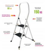 DRABINA DRABINKA DOMOWA BIAŁA 2 STOPNIE DO 150KG WYTRZYMAŁA DEKRA - obrazek 2