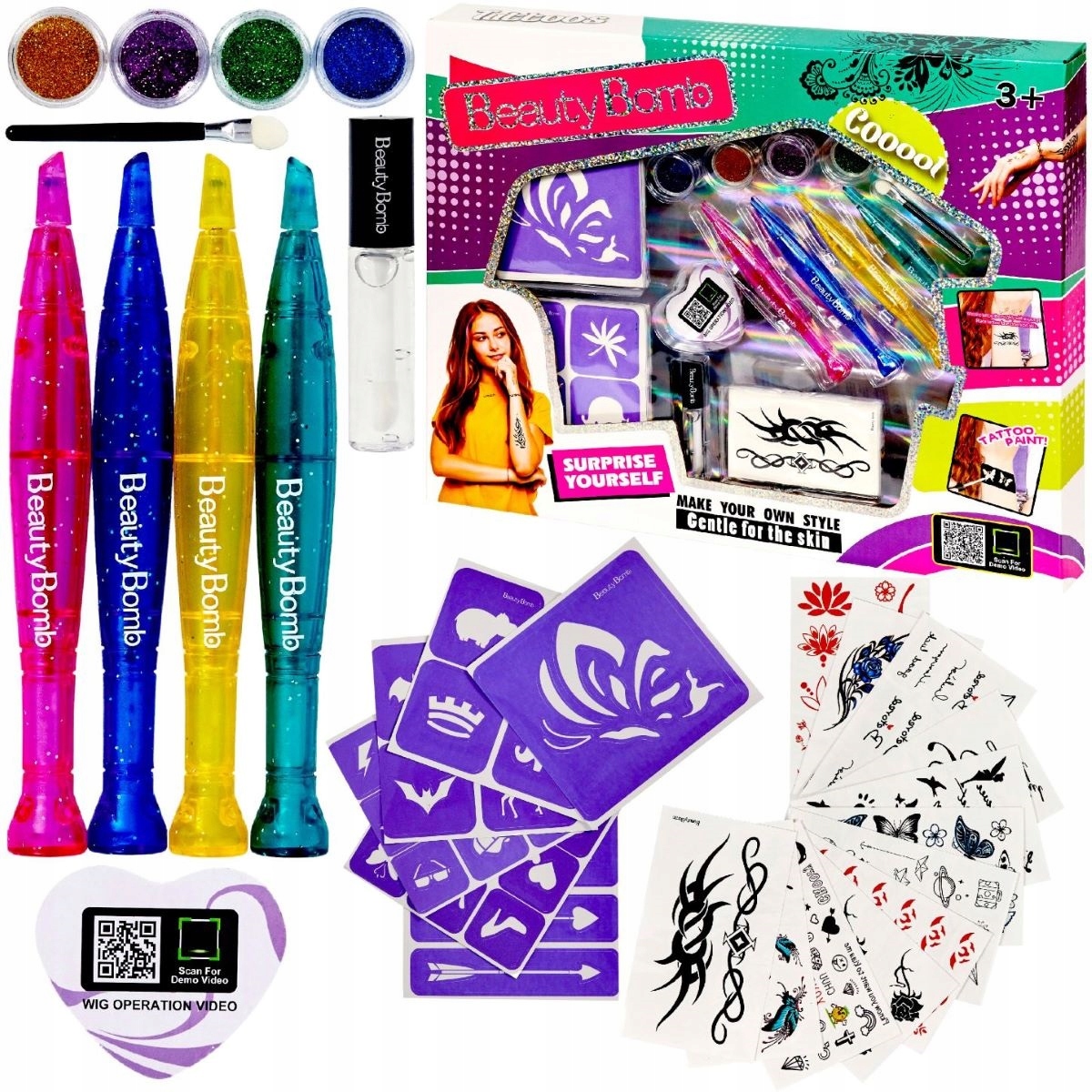 0110ffdd7cec1ade9bbac10dd87c16ca.jpg DUŻY ZESTAW DO ROBIENIA TATUAŻY BROKATOWYCH SZABLONY PĘDZELKI STUDIO TATUAŻY DIY - obrazek 1