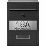 SKRZYNKA NA LISTY POCZTOWA CZARNA Z NAPISEM ADRES SREBRNY GRAWER