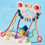 ZABAWKA SENSORYCZNA GRYZAK GRZECHOTKA SZNURKI KSZTAŁTY POPIT MONTESSORI 5w1 - obrazek 7