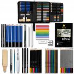 ZESTAW DO SZKICOWANIA RYSOWANIA KOLOROWANIA OŁÓWKI KREDKI PRZYBORY 75w1 W ETUI - obrazek 2