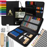 ZESTAW DO SZKICOWANIA RYSOWANIA KOLOROWANIA OŁÓWKI KREDKI PRZYBORY 75w1 W ETUI