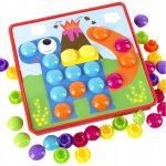 UKŁADANKA MONTESSORI GUZIKOWA MOZAIKA EDUKACYJNA KOLORY KSZTAŁT GRZYBKI 57e - obrazek 2