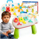 STOLIK MANIPULACYJNY INTERAKTYWNY EDUKACYJNY KŁÓDKI WTYCZKA PRZYCISKI 2w1