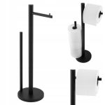 STOJAK ŁAZIENKOWY CZARNY MAT TOALETOWY Z MIEJSCEM NA ZAPAS UCHWYT NA PAPIER