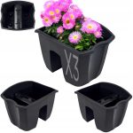 SKRZYNIA DONICZKA BALKONOWA DONICA NA BALUSTRADĘ CZARNA KWIETNIK NA BALKON