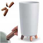 STOJĄCA DONICZKA NA KWIATY DONICA DO SALONU SZARA EKOLOGICZNA WYSOKA 36CM