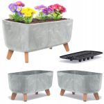 3X DONICA DONICZKA NÓŻKI SZARA EFEKT BETONU 39x20x19CM POJEMNA EKOLOGICZNA