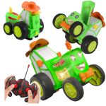 TRAKTOR AUTKO ZDALNIE STEROWANE CIĄGNIK RC ZIELONY ŚWIECI SKACZE TAŃCZY