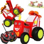 TRAKTOR AUTKO ZDALNIE STEROWANE CIĄGNIK RC CZERWONY ŚWIECI SKACZE TAŃCZY