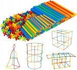 KLOCKI SŁOMKI KONSTRUKCYJNE PATYCZKI DO BUDOWANIA 4 KOLORY PUDEŁKO 400 EL. - obrazek 2