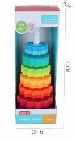 ZAKRĘCONA PIRAMIDA SPIRALA KOLOROWA WIEŻA KLOCKI TĘCZOWA EDUKACYJNA 41CM - obrazek 7