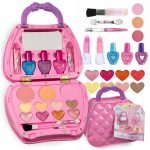 ZESTAW DO MAKIJAŻU MAKEUP PAZNOKCI KOSMETYKI CIENIE BRĄZ DLA DZIECI TOREBKA