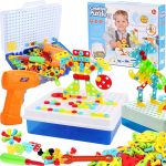 UKŁADANKA EDUKACYJNA PUZZLE KLOCKI WKRĘTARKA 218el