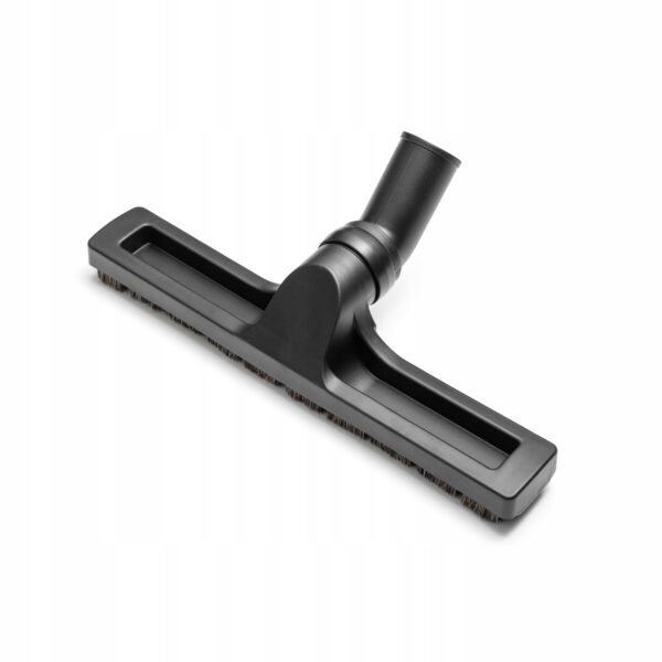 Czarna ssawka do odkurzacza, idealna do skutecznego czyszczenia podłóg, z otworem do montażu na rurze.