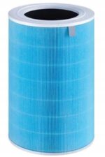 Filtr powietrza cylindryczny w kolorze niebieskim, widok z góry. Idealny do oczyszczania powietrza w domu lub biurze.