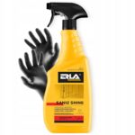 Płyn do mycia kabin prysznicowych ERLA Saniz Shine, żółta butelka z rękawiczkami ochronnymi, 500 ml.