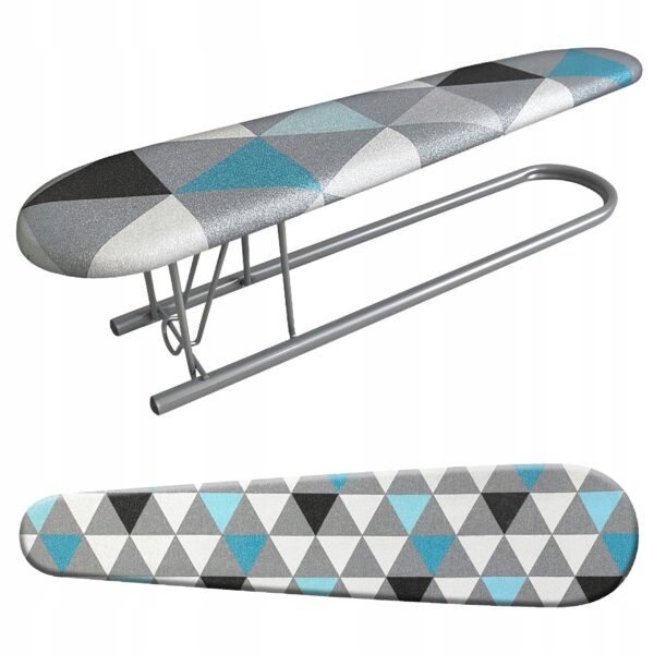 Deska do prasowania rękawów z geometrycznym wzorem. Optymalne rozwiązanie do wygodnego prasowania drobnych ubrań.