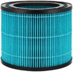 Niebieski filtr powietrza do odkurzacza o cylindrycznym kształcie z czarną ramką, idealny do skutecznej filtracji zanieczyszczeń.