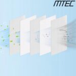 Filtr powietrza MTEC: Przepływ powietrza przez wielowarstwowe elementy filtracyjne, eliminacja zanieczyszczeń.