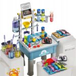 Zestaw do eksperymentów naukowych dla dzieci, z akcesoriami i kolorowymi odczynnikami. Idealny dla młodych odkrywców.