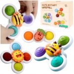 Zabawka obrotowa dla dzieci z kolorowymi elementami: pszczółka, marchewka, słońce, rozwijająca dla dzieci 12m+.
