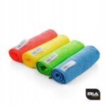 Kolorowe ściereczki z mikrofibry, 4 sztuki, idealne do czyszczenia różnych powierzchni w domu.