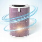 Filtr powietrza w technologii oczyszczania, efekty świetlne wskazujące na skuteczne usuwanie zanieczyszczeń.