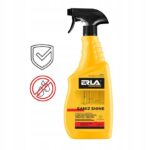 Żółty, ergonomiczny spray Erla Saniz Shine do mycia kabin prysznicowych i armatury, zabezpiecza przed wodą.